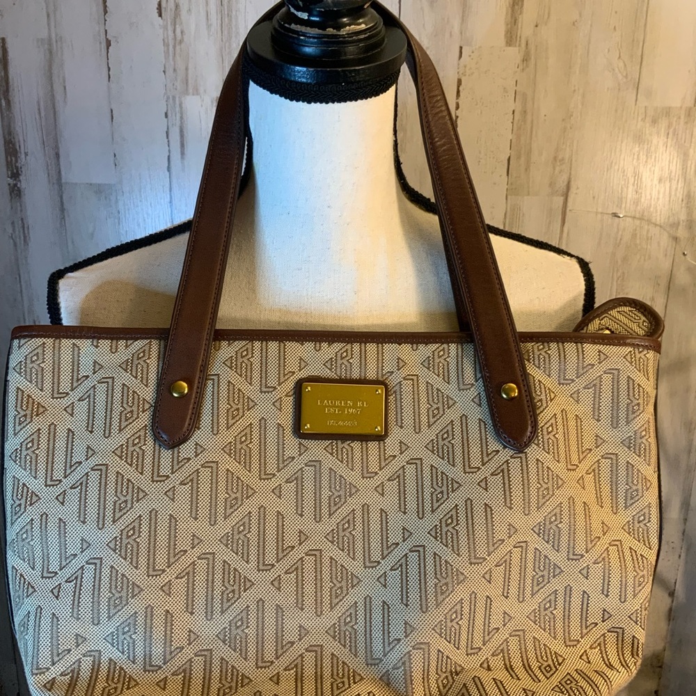 Lauren Ralph Lauren Tan and Brown Tote Bag